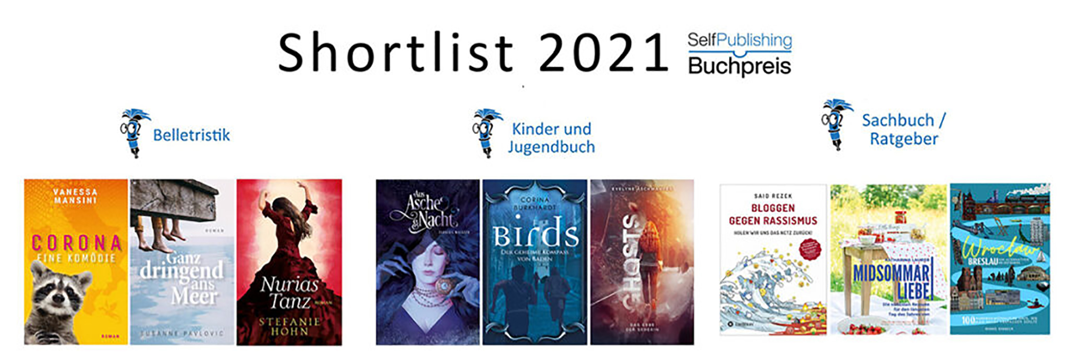 Die Shortlist des Selfpublishing-Buchpreises 2021