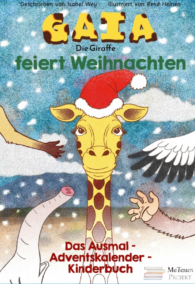 Gaia, die Giraffe, feiert Weihnachten