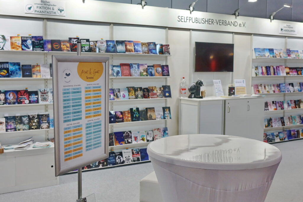 Stand des Selfpublisher-Verbands auf der Leipziger Buchmesse 2023